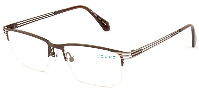 Brown Semi-Rimless Rectangle Eyeglasses M3218 