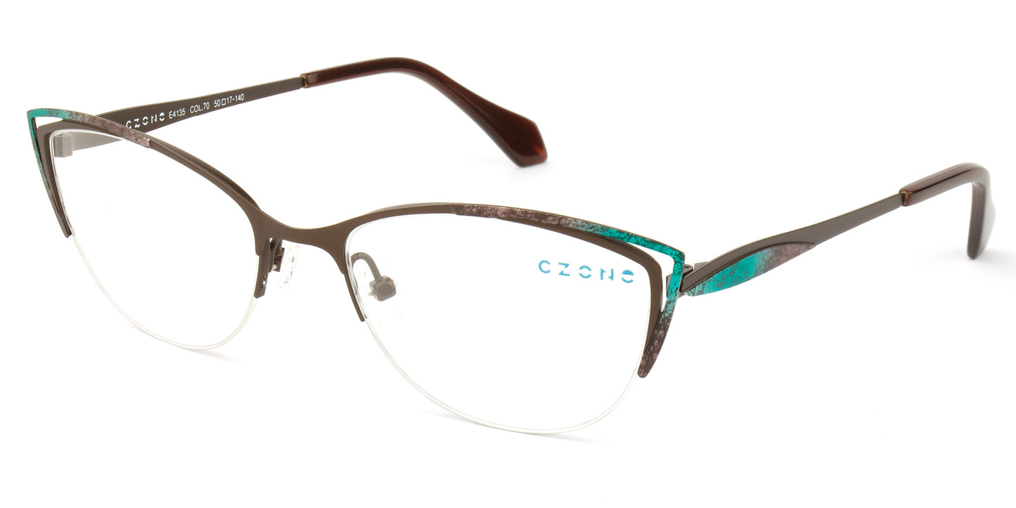 C-zone Semi-Rimless Cat Eye Eyeglasses E4135