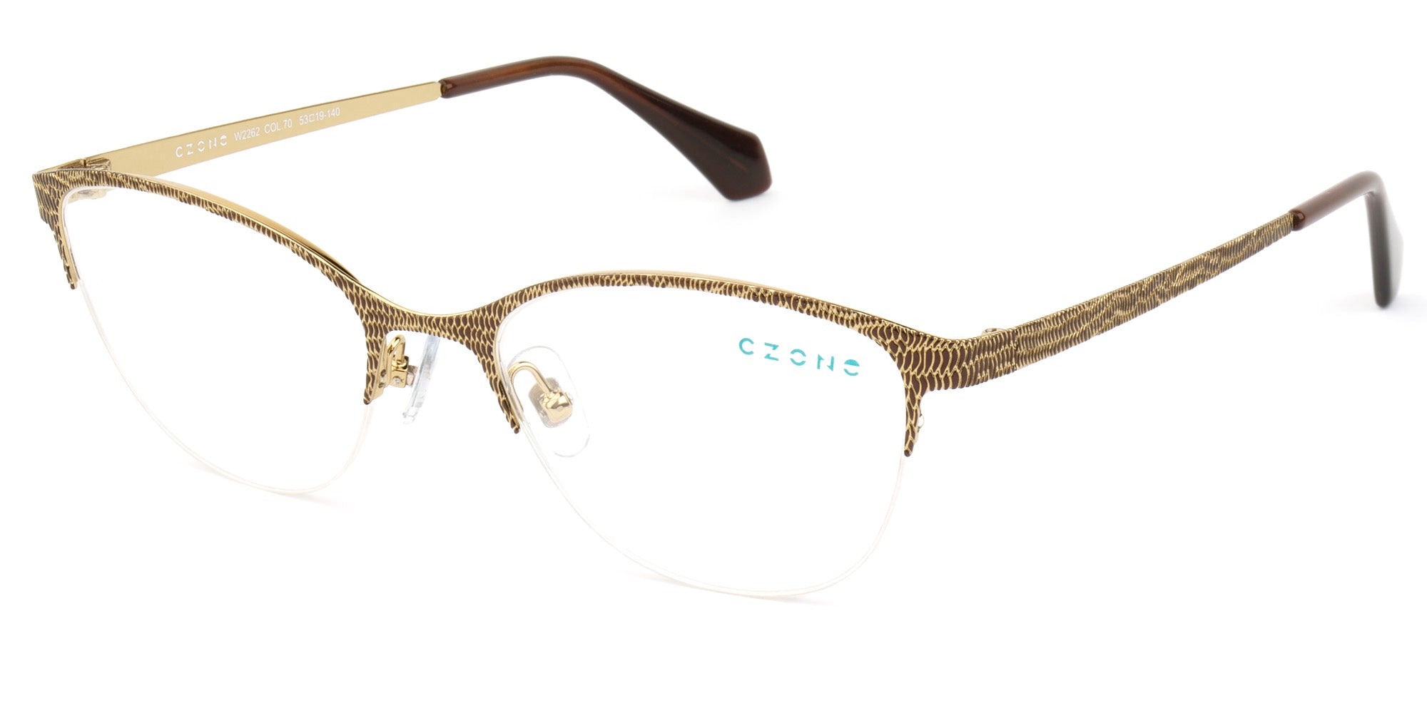 C-Zone Semi Rimless Modified Oval W2262 Eyeglasses