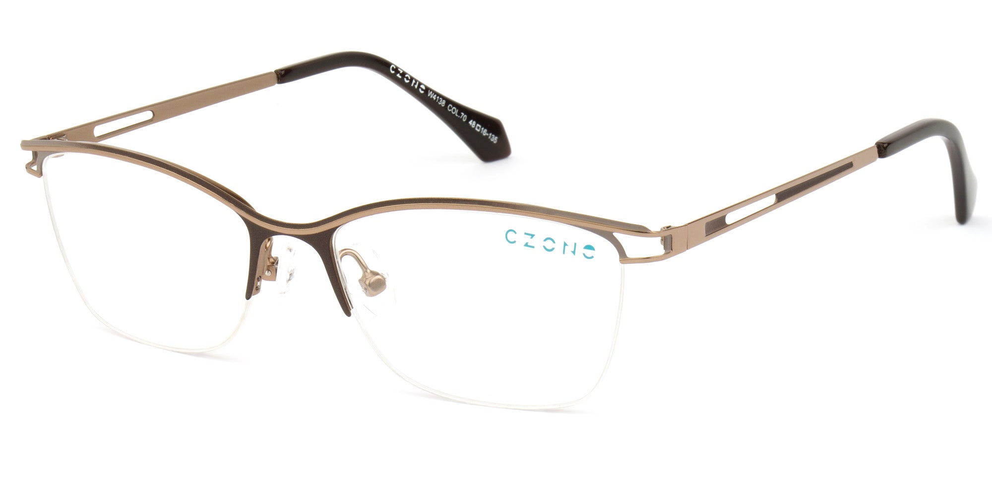 C-Zone Semi Rimless Rectangle W4138 Eyeglasses