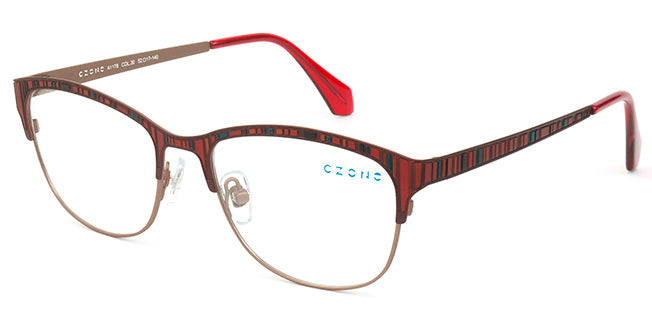 C-Zone Red Full Rim Oval Eyeglasses A1178