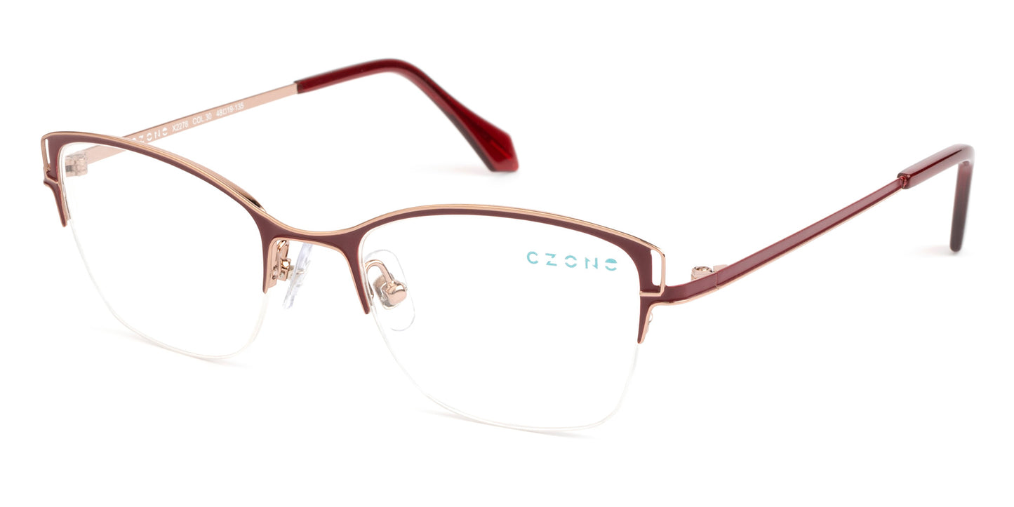 C-Zone Semi Rimless Cat Eye X2278 Eyeglasses