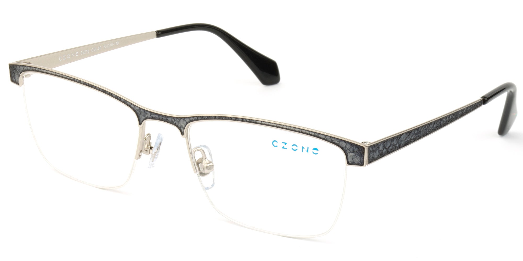 C-Zone Semi-Rimless Rectangle Eyeglasses E2218