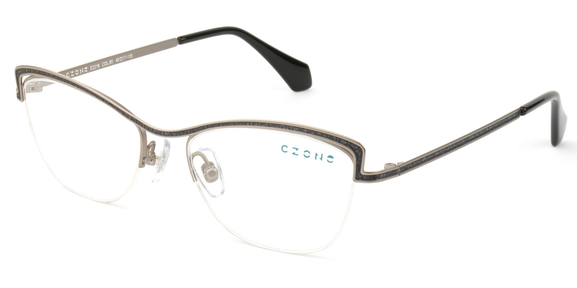 C-Zone Semi-Rimless Cat Eye Eyeglasses E2219