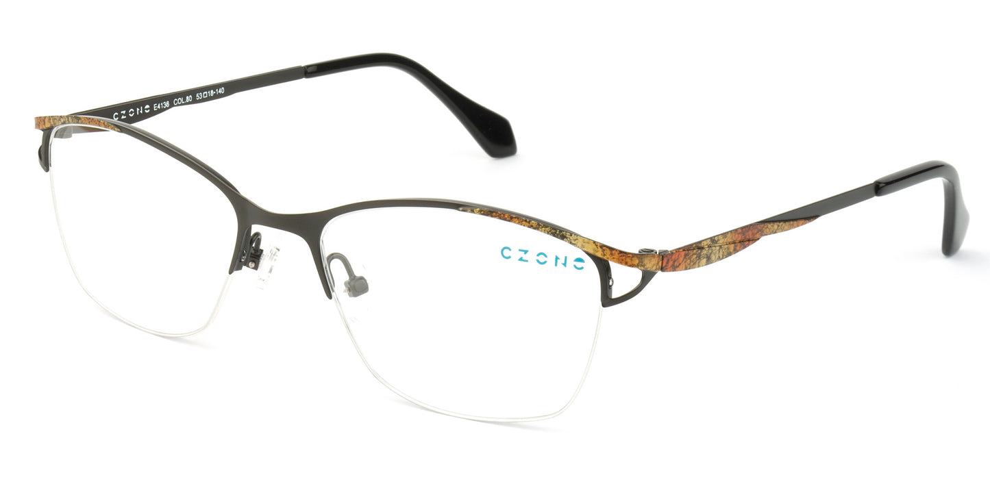 C-Zone Semi-Rimless Square Eyeglasses E4136