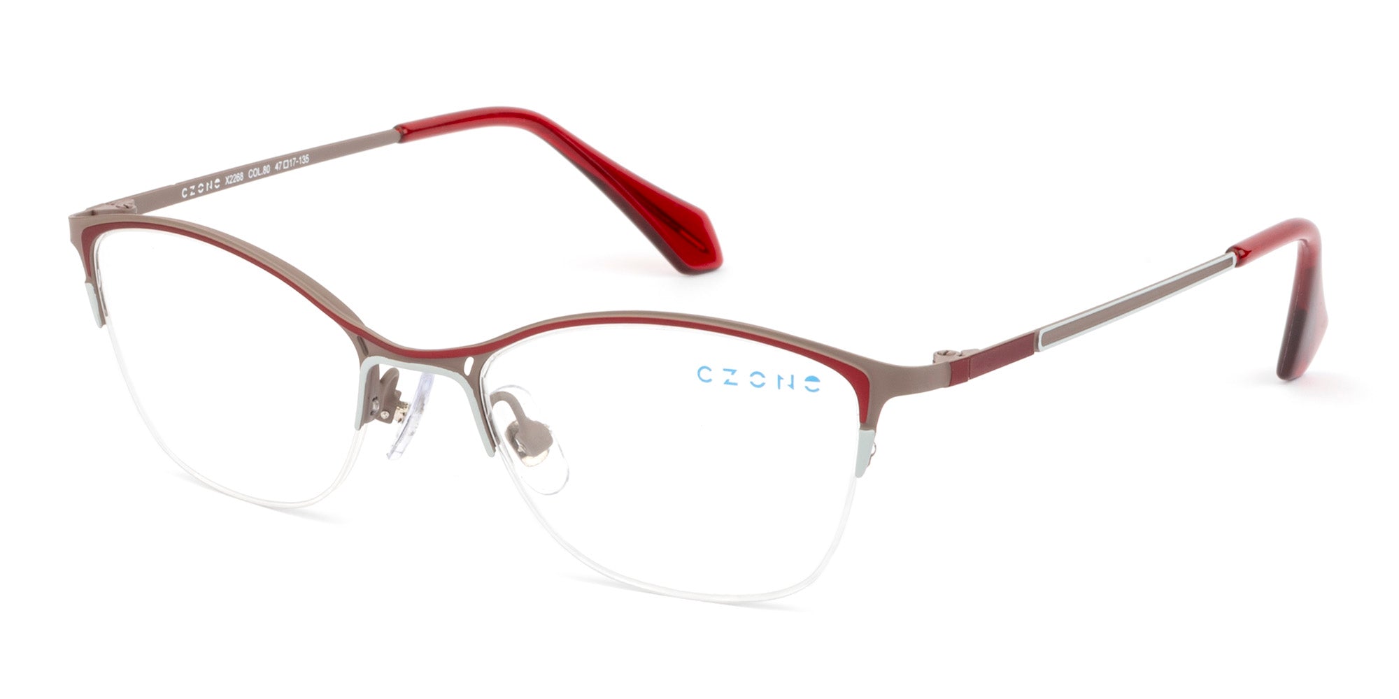 C-Zone Semi Rimless Cat Eye X2268 Eyeglasses