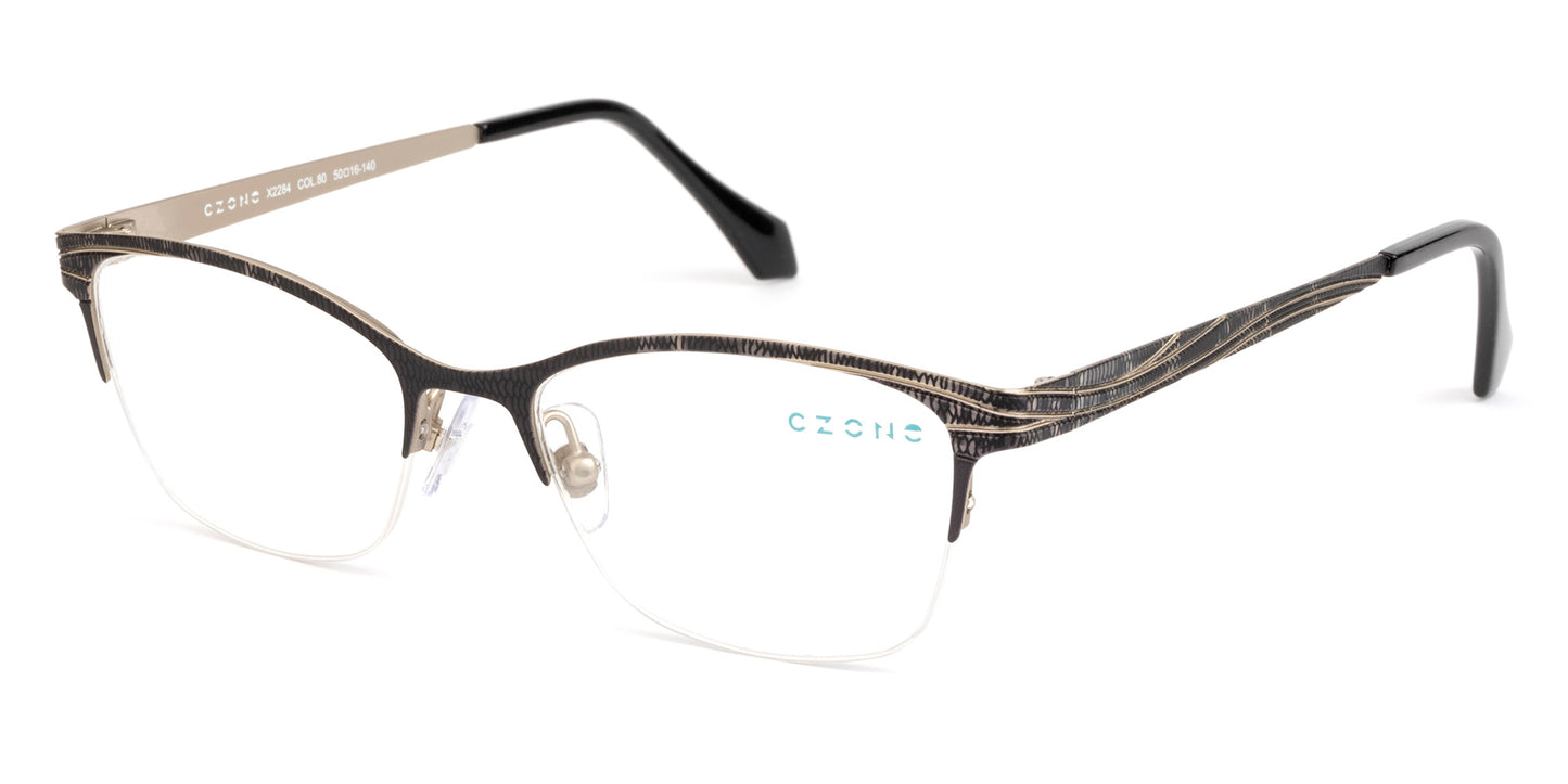 C-Zone Semi Rimless Rectangle X2284 Eyeglasses