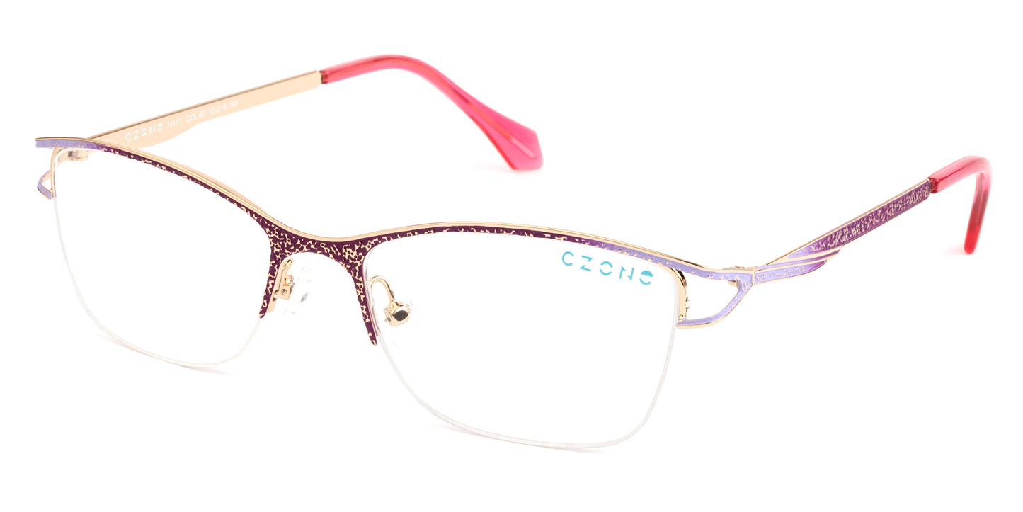 C-Zone Semi-Rimless Square Eyeglasses J4141