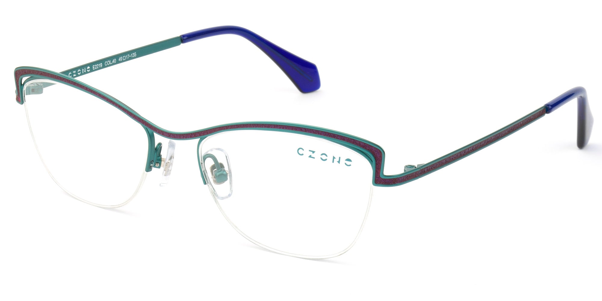 C-Zone Semi-Rimless Cat Eye Eyeglasses E2219