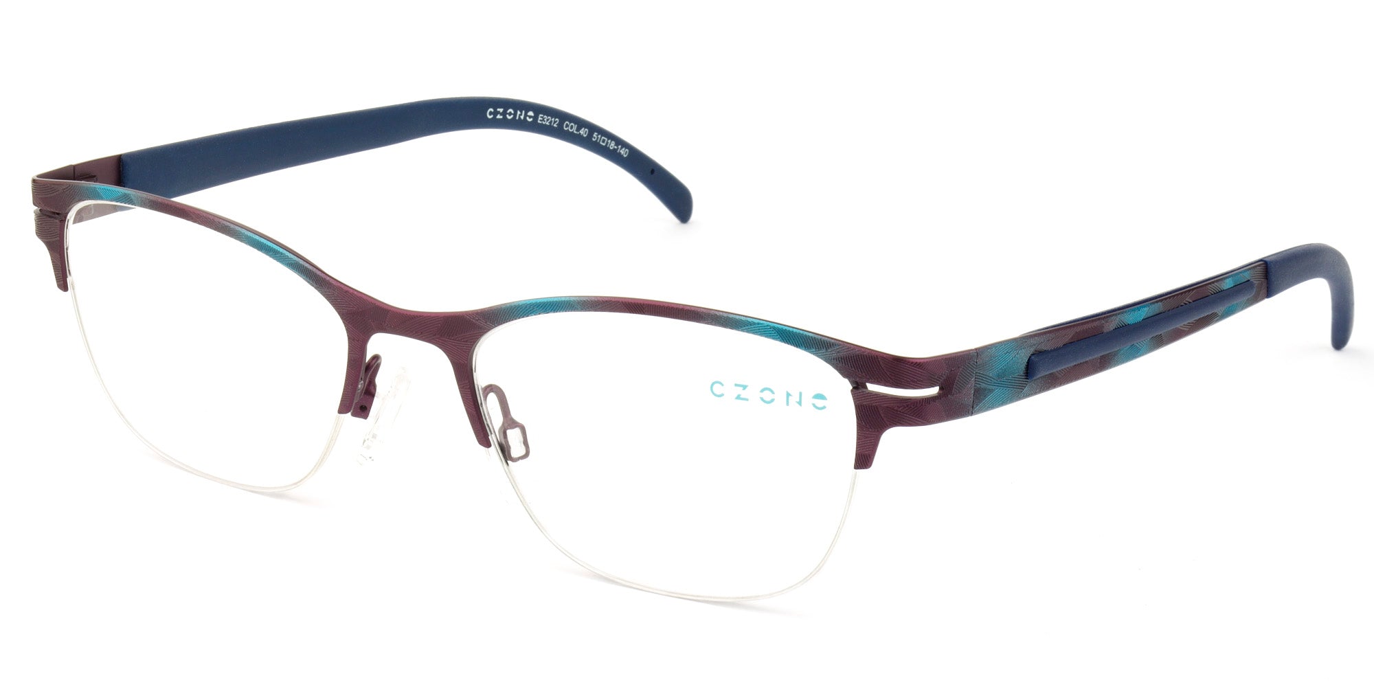 C-Zone Semi-Rimless Square Eyeglasses E3212