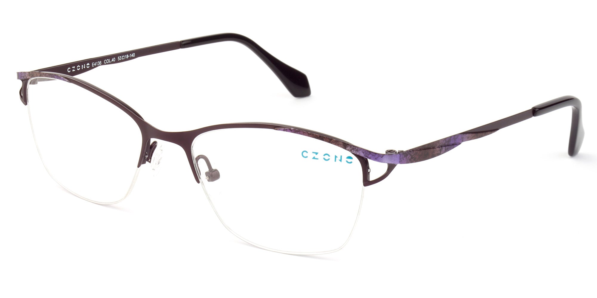 C-Zone Semi-Rimless Square Eyeglasses E4136