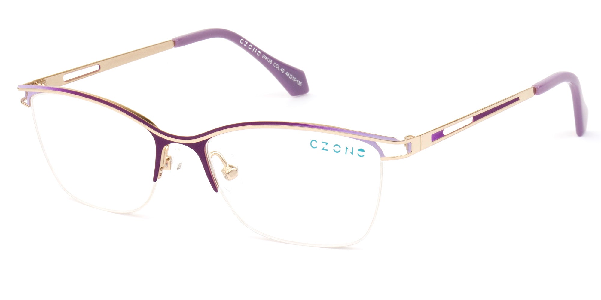 C-Zone Semi Rimless Rectangle W4138 Eyeglasses