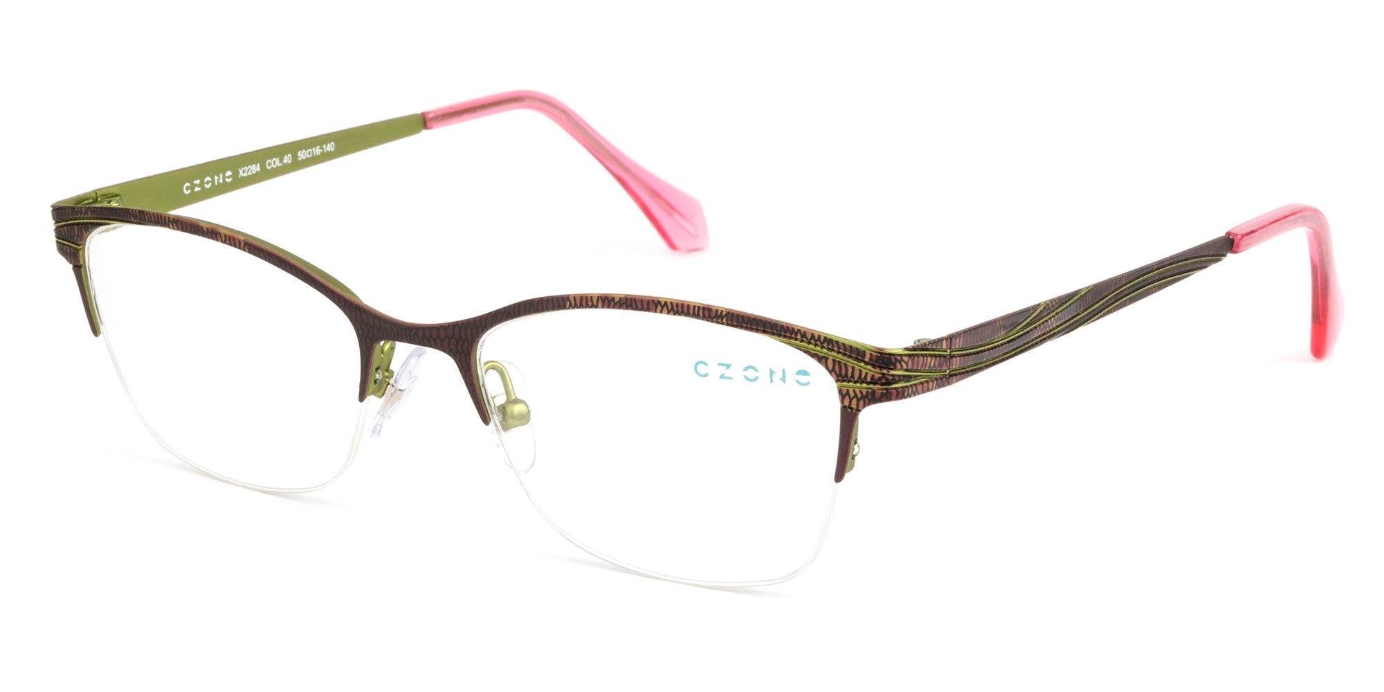 C-Zone Semi Rimless Rectangle X2284 Eyeglasses