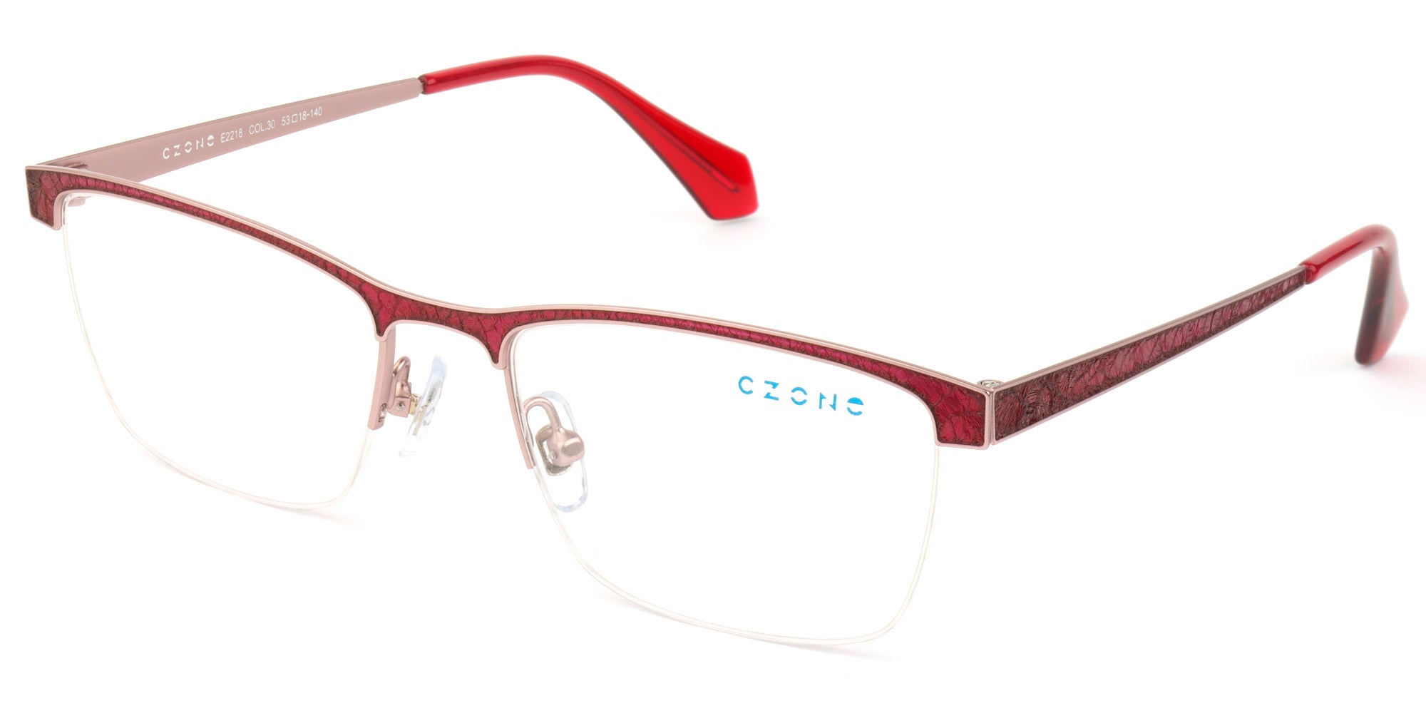 C-Zone Semi-Rimless Rectangle Eyeglasses E2218