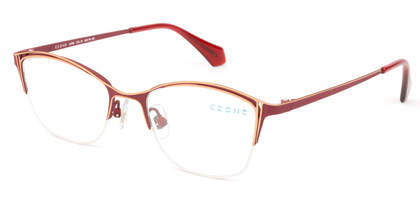 C-Zone Semi-Rimless Square Eyeglasses J2289