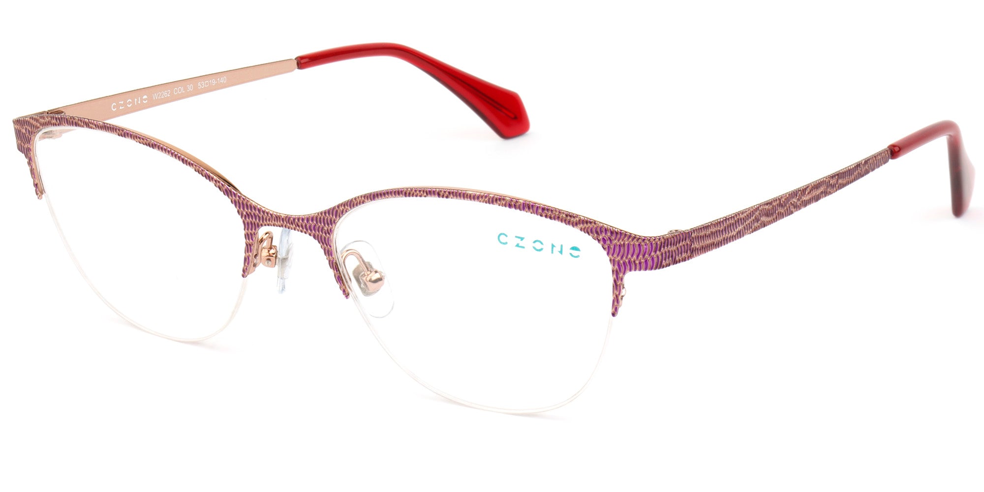 C-Zone Semi Rimless Modified Oval W2262 Eyeglasses