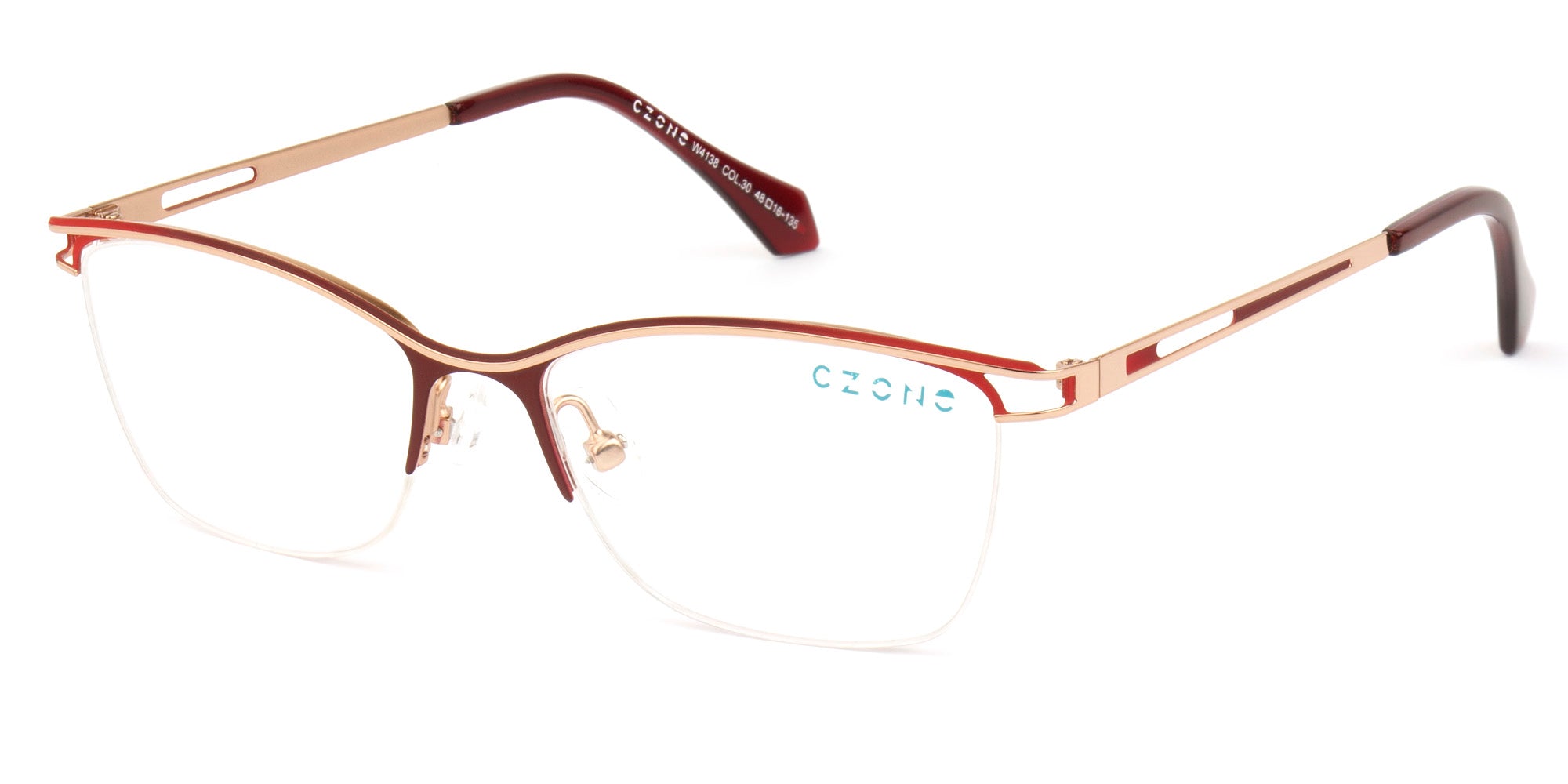 C-Zone Semi Rimless Rectangle W4138 Eyeglasses