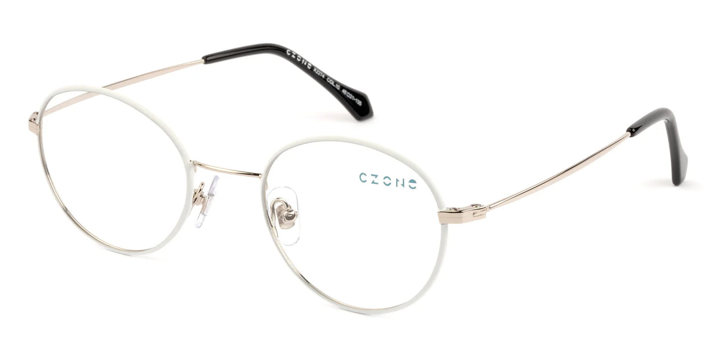 White Full Rim Round Eyeglasses X2274 